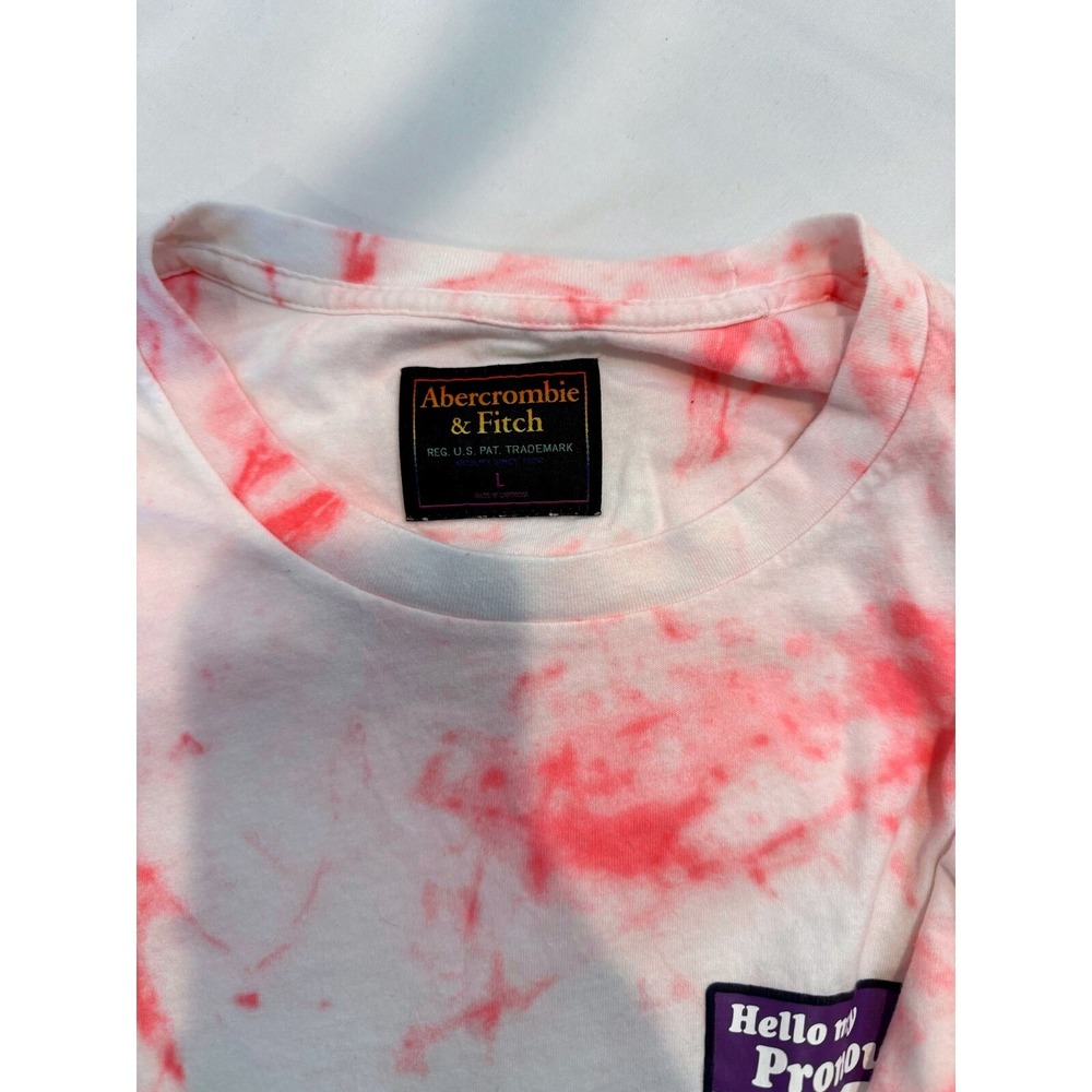 Abercrombie & Fitch Tie Dye "Pronoun is" - T-Shirt Tee Short Sleeve Cotton Blend - Picture 3 of 3